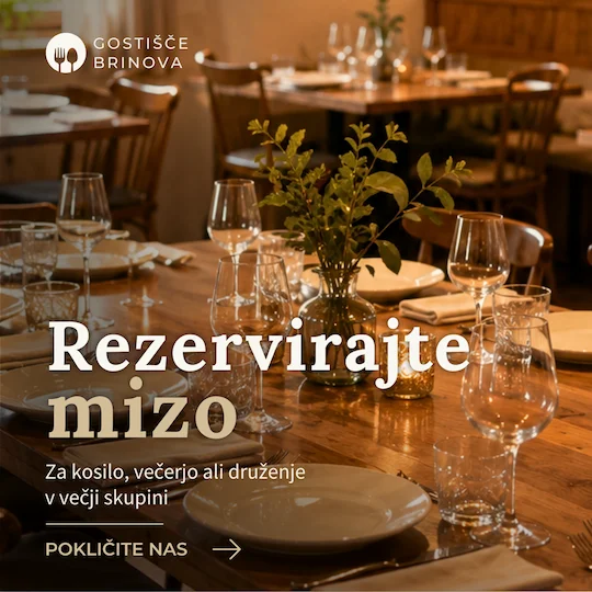 Primer Facebook in Instagram objave za rezervacijo v restavraciji.