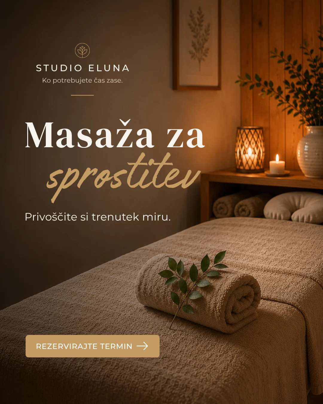 Primer Facebook in Instagram objave za wellness masažo.